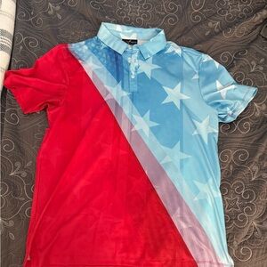 Yatta Golf Stars & Stripes USA Polo Red Blue Men’s Large